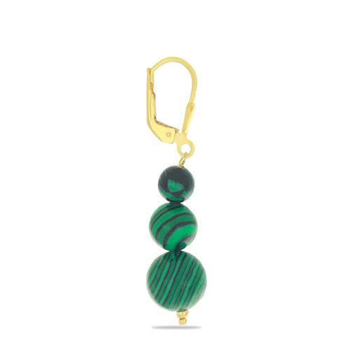 BUY NATURAL MALACHITE GOLD PLATED NUGGETS EARRING